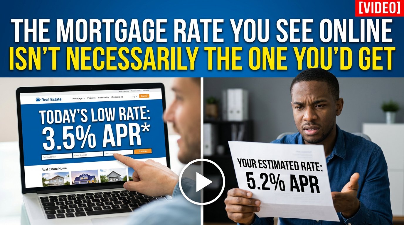 [VIDEO] The mortgage rate you see online isn't necessarily the one you'd get; 3.5% APR versus estimated 5.2% APR.